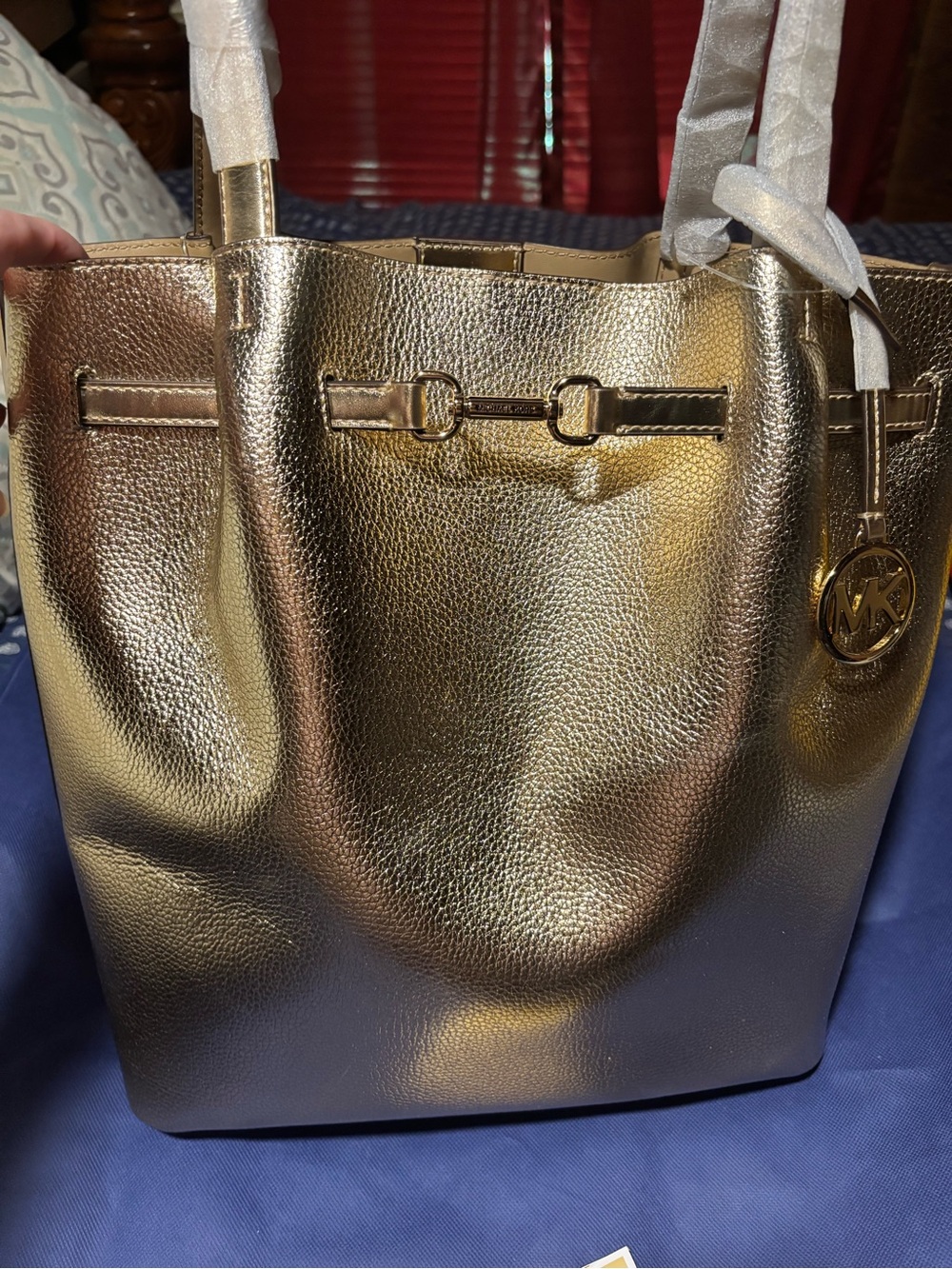 Michael Kors Gold Metallic Pebbled Leather Tote